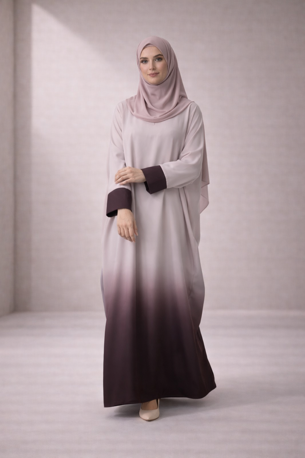 2 Tone Muave/Brown Abaya